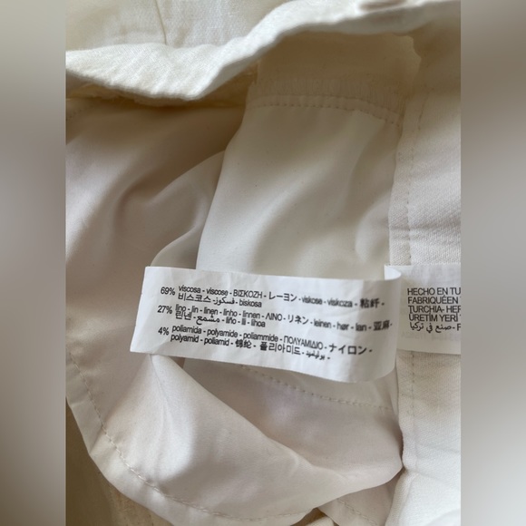 Zara Wide Leg Linen Blend Trousers In White Size XL - Picture 13 of 13